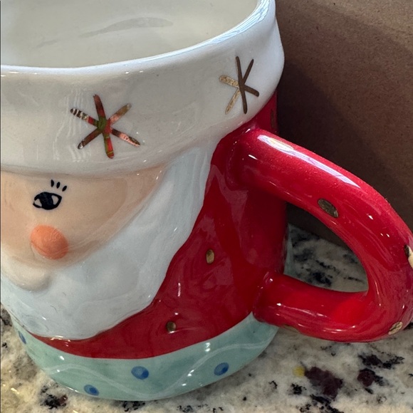 *SET OF 2* ANTHROPOLOGIE BIRD CAN FOX SANTA FACE MUGS - Picture 6 of 8